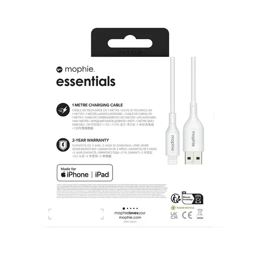 mophie essentials charging cables | 1M Blanco