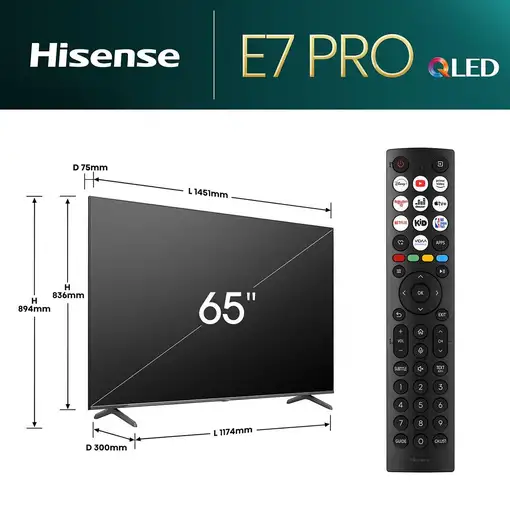 Televisor DLED 65'' 4K Ultra HD Gris Smart 20013970 HISENSE