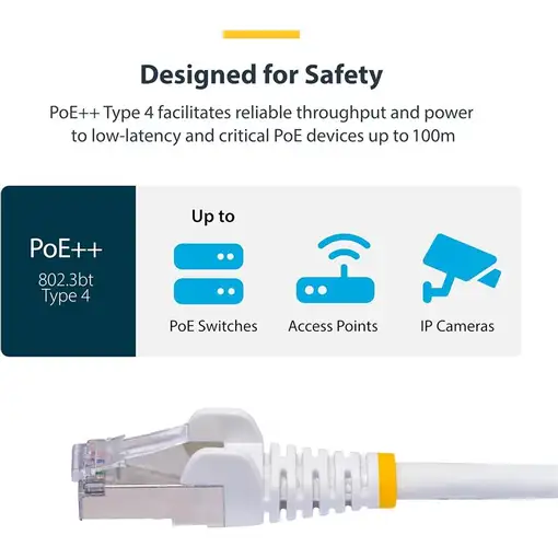 StarTech.com Cable de Red Ethernet CAT8 Blanco de 3m - Snagless - sin Pestillo
