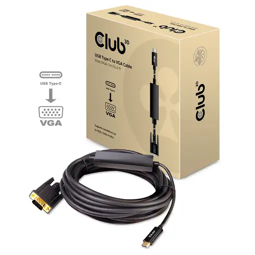CLUB3D cac-1512 5 m USB Tipo C VGA (D-Sub) Negro