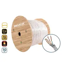 Phasak Bobina Cobre 100% Sólido S/FTP Certificada LSZH AWG23 Cat.6A 305 m