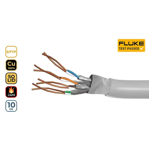 Phasak Bobina Cobre 100% Sólido S/FTP Certificada LSZH AWG23 Cat.6A 305 m