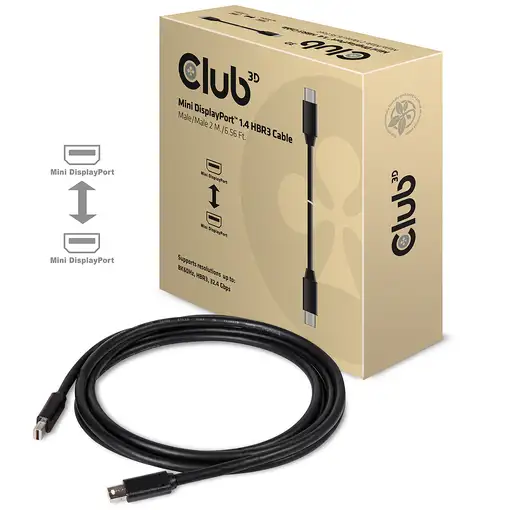 CLUB3D Mini DisplayPort 1.4 Cable HBR3 8K60Hz Macho / Macho 2 metros