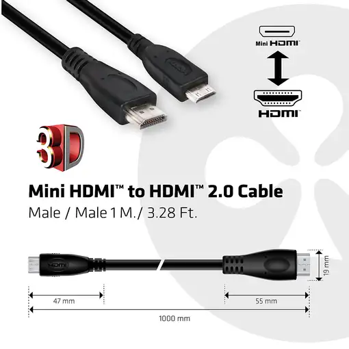 CLUB3D Mini HDMI™ a HDMI™ 2.0 4K60Hz Cable 1Metro