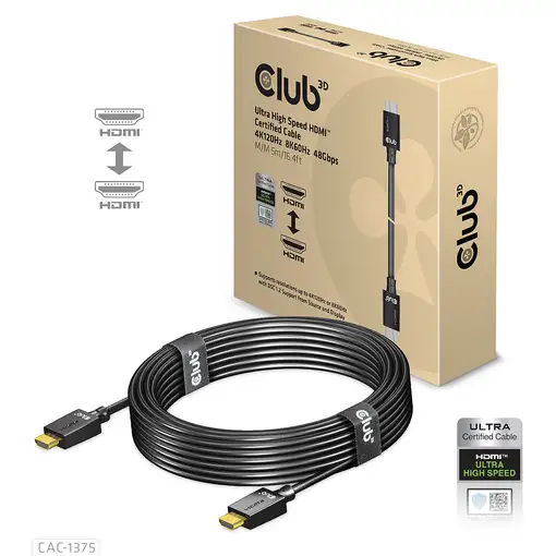 CLUB3D CAC-1375 cable HDMI 5 m HDMI tipo A (Estándar) Negro