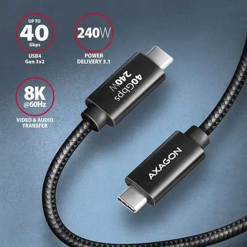 Axagon BUCM4X-CM10AB cable USB USB4 Gen 3x2 1 m USB C Negro