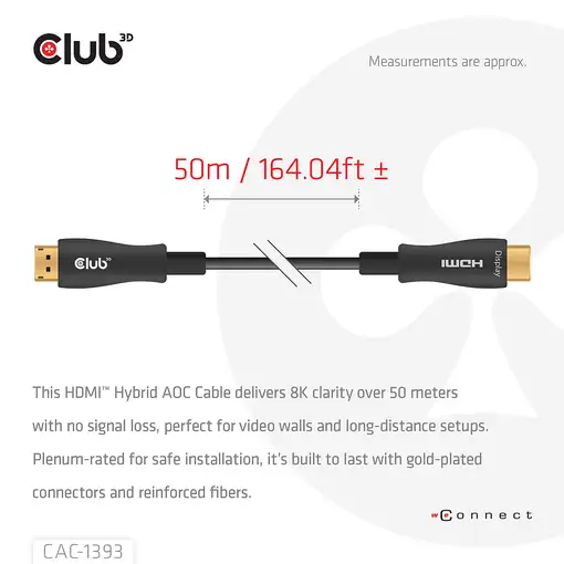CLUB3D CAC-1393 cable HDMI 50 m HDMI tipo A (Estándar) Negro