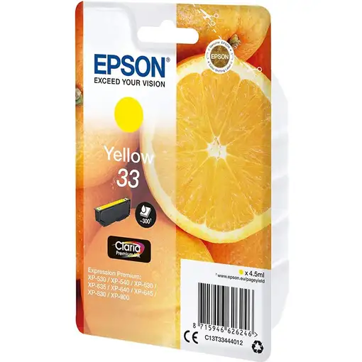 Epson Oranges Singlepack Yellow 33 Claria Premium Ink