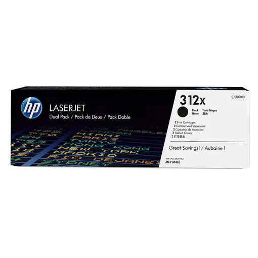 HP Pack de ahorro de 2 cartuchos de tóner original LaserJet 312X de alta capacidad