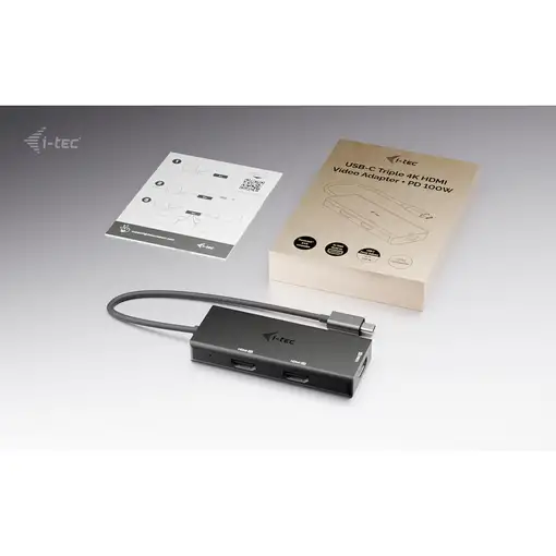 i-tec USB-C Triple 4K HDMI Video Adapter, Power Delivery 100W