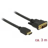 DeLOCK 85655 adaptador de cable de vídeo 3 m HDMI tipo A (Estándar) DVI Negro