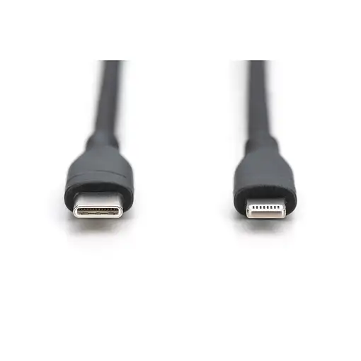 Digitus Cable de conexión Lightning de silicona, USB-C - Lightning, 0,5 m, negro