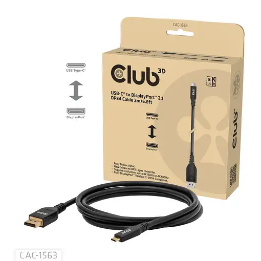 CLUB3D CAC-1563 adaptador de cable de vídeo 2 m USB Tipo C DisplayPort Negro