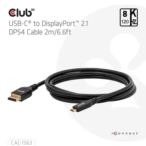 CLUB3D CAC-1563 adaptador de cable de vídeo 2 m USB Tipo C DisplayPort Negro