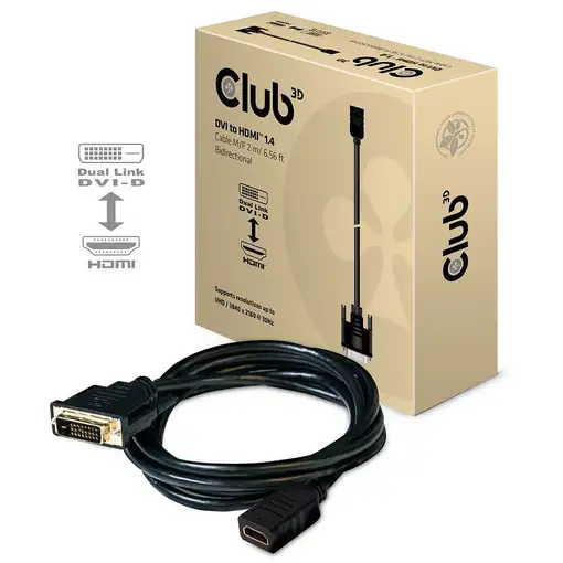 CLUB3D Cable DVI a HDMI 1.4 M / F 2m / 6.56ft bidireccional