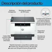 HP LaserJet M234d Multifunction Blanco y negro Impresora, Fotocopiadora, escáner;