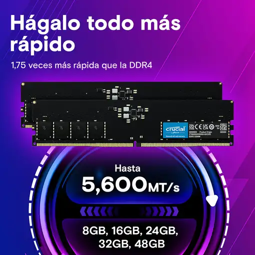 Crucial CT2K64G56C46U5 módulo de memoria 128 GB 2 x 64 GB DDR5 288-pin DIMM
