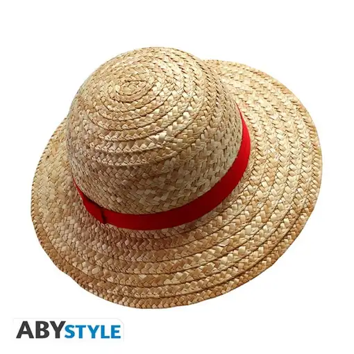 Sombrero de Paja Abystyle One Piece Modelo Luffy Straw Color Beige y cinta Roja