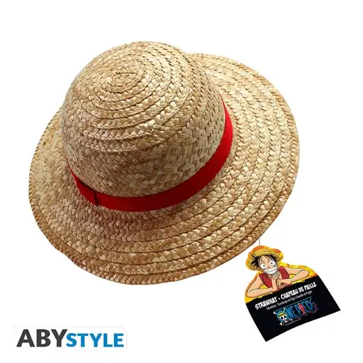 Sombrero de Paja Abystyle One Piece Modelo Luffy Straw Color Beige y cinta Roja