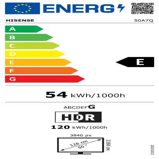 Televisor LED 50" 4K Ultra HD Negro Smart 20016311 HISENSE