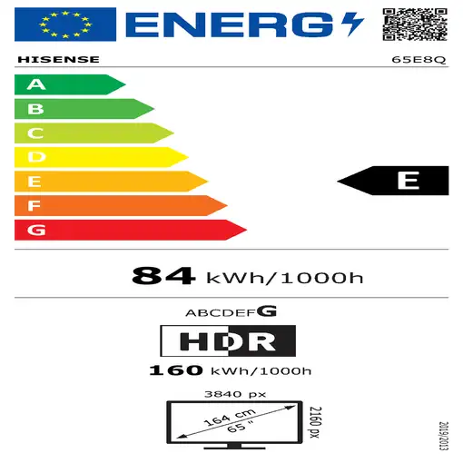 Televisor LED 65" 4K Ultra HD Negro Smart 20016368 HISENSE