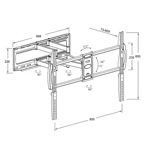 Montis Uchwyt TV „DENALI” 37"- 105" MT162 2,67 m (105") Negro