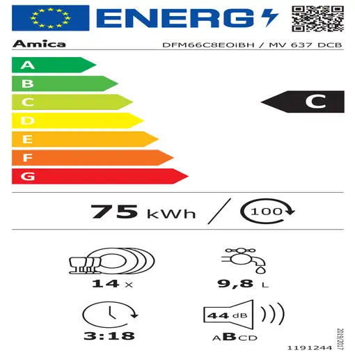 Lavavajillas 14 place settings MV 637 DCB AMICA