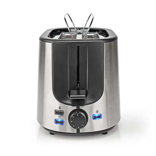 Nedis KABT300EAL tostadora 7 2 rebanada(s) 1000 W Aluminio, Negro