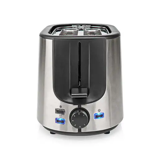 Nedis KABT300EAL tostadora 7 2 rebanada(s) 1000 W Aluminio, Negro
