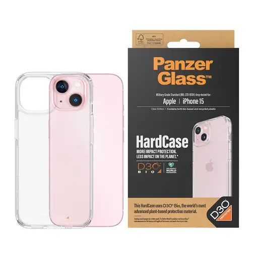 PanzerGlass ® HardCase Transparent w. D3O® iPhone 15 funda para teléfono móvil Tra