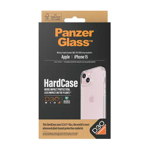 PanzerGlass ® HardCase Transparent w. D3O® iPhone 15 funda para teléfono móvil Tra