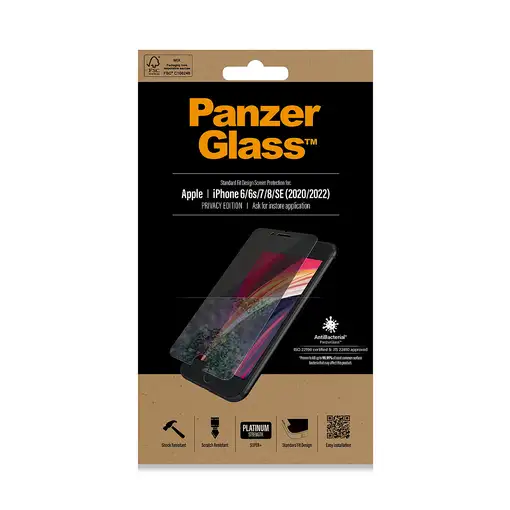 PanzerGlass ® Privacy Screen Protector iPhone SE (2020/2022) | 8 | 7 | 6 | 6s | St