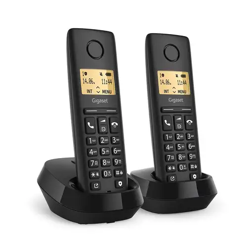 Gigaset BASIC 100 DUO Teléfono DECT/analógico Identificador de llamadas Negro