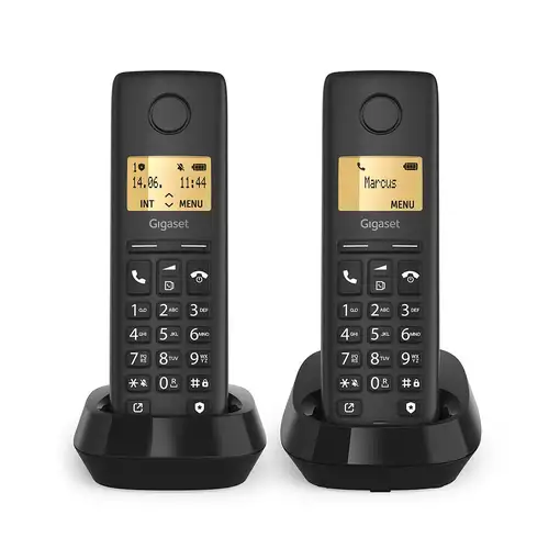 Gigaset BASIC 100 DUO Teléfono DECT/analógico Identificador de llamadas Negro