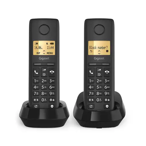 Gigaset BASIC 100 DUO Teléfono DECT/analógico Identificador de llamadas Negro