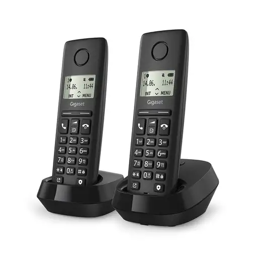Gigaset BASIC 100 DUO Teléfono DECT/analógico Identificador de llamadas Negro