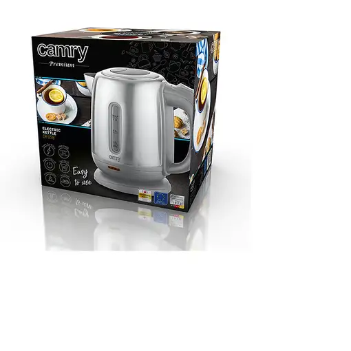 Camry Premium CR 1278 tetera eléctrica 1,2 L 1630 W Gris, Acero inoxidable