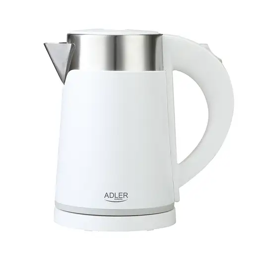 Adler AD 1372W tetera eléctrica 0,6 L 800 W Metálico, Blanco
