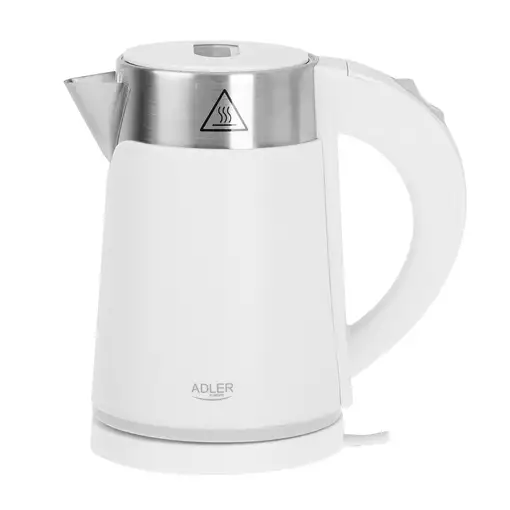 Adler AD 1372W tetera eléctrica 0,6 L 800 W Metálico, Blanco