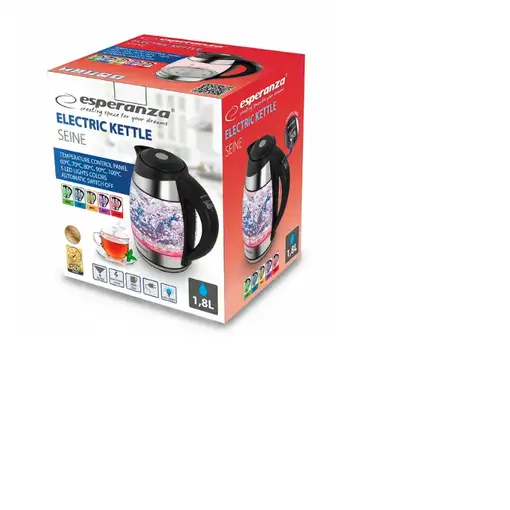 Esperanza EKK026 tetera eléctrica 1,7 L 2200 W Negro, Transparente