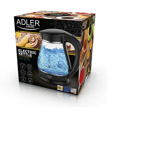 Adler AD 1274 B tetera eléctrica 1,7 L 2200 W Negro, Transparente