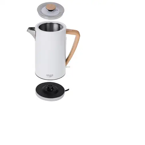 Adler AD 1347W tetera eléctrica 1,5 L 2200 W Blanco, Madera