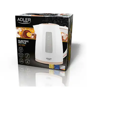 Adler AD 1264 tetera eléctrica 1,7 L 2200 W Avellana, Blanco