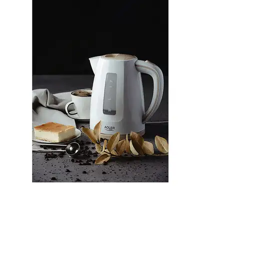 Adler AD 1264 tetera eléctrica 1,7 L 2200 W Avellana, Blanco