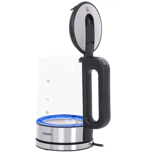 Mesko Home MS 1301B tetera eléctrica 1,7 L 2200 W Negro, Acero inoxidable, Transpa