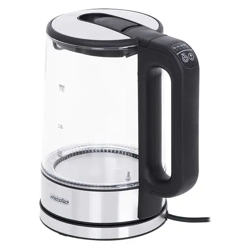 Mesko Home MS 1301B tetera eléctrica 1,7 L 2200 W Negro, Acero inoxidable, Transpa
