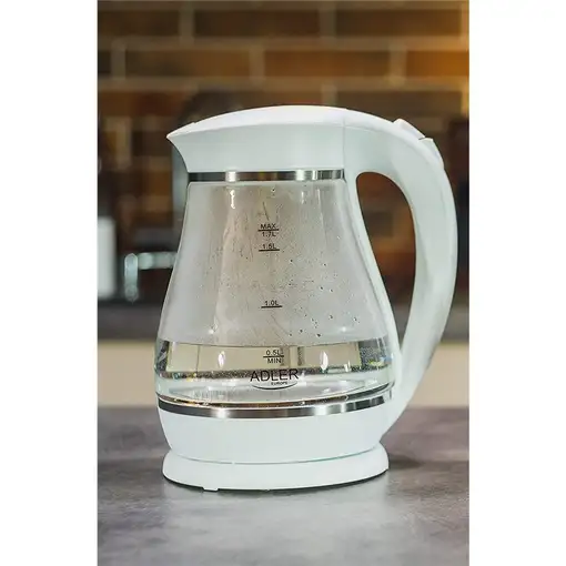 Adler AD 1274 tetera eléctrica 1,7 L 2200 W Transparente, Blanco