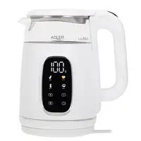 Adler AD 1305WS tetera eléctrica 1,7 L 2200 W Transparente, Blanco, Plata