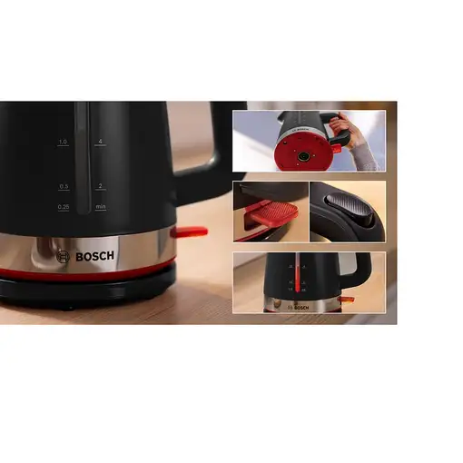 Bosch TWK4M223 tetera eléctrica 1,7 L 2400 W Negro