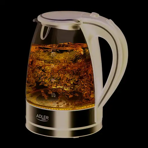 Adler AD 1225 tetera eléctrica 1,7 L 2000 W Negro, Acero inoxidable, Transparente